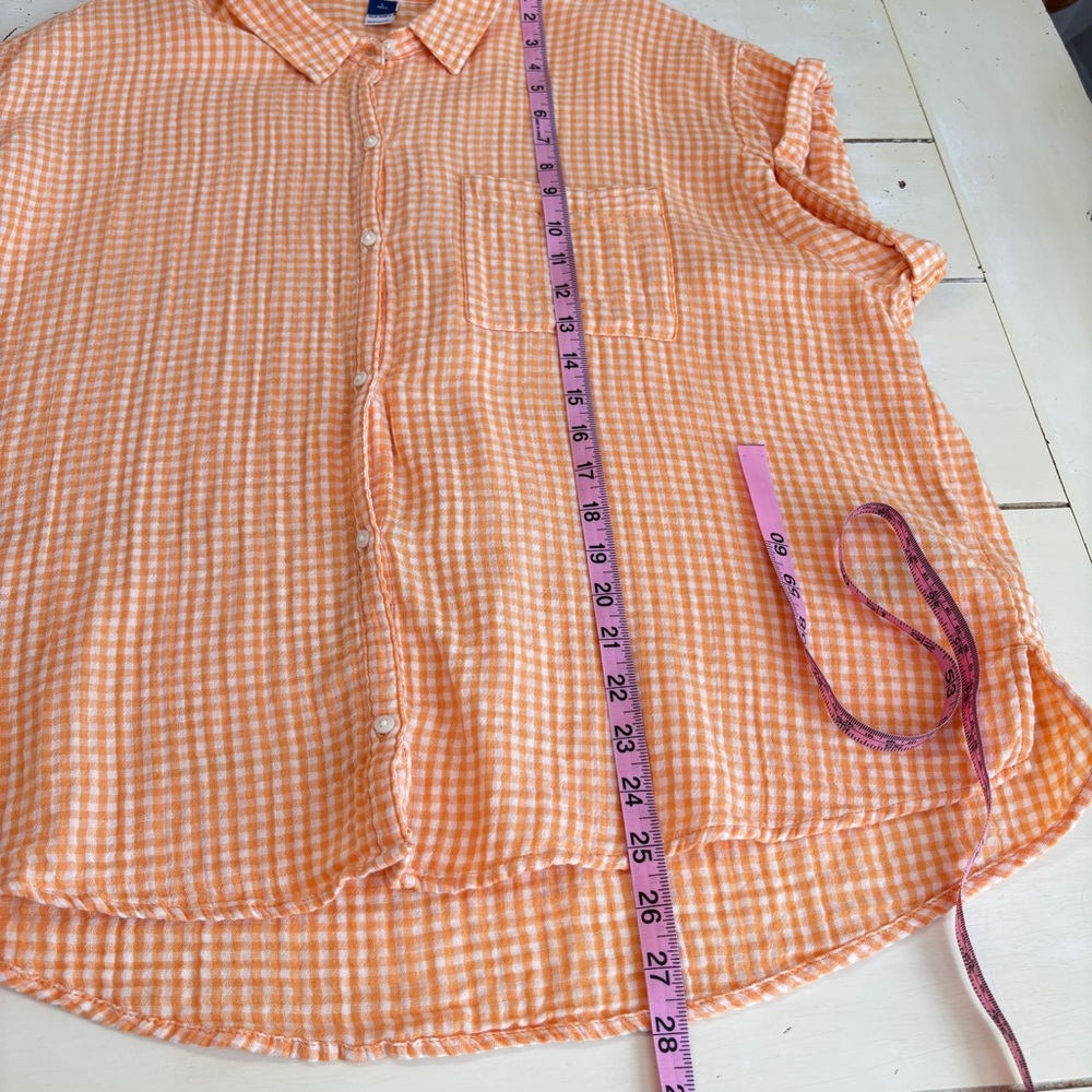 Old Navy Orange Gingham Button-Up Blouse - Picture 7 of 8